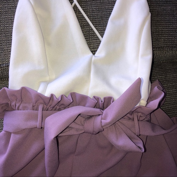 Fashion Nova - White and Lilac Backless Romper - Picture 7 of 9